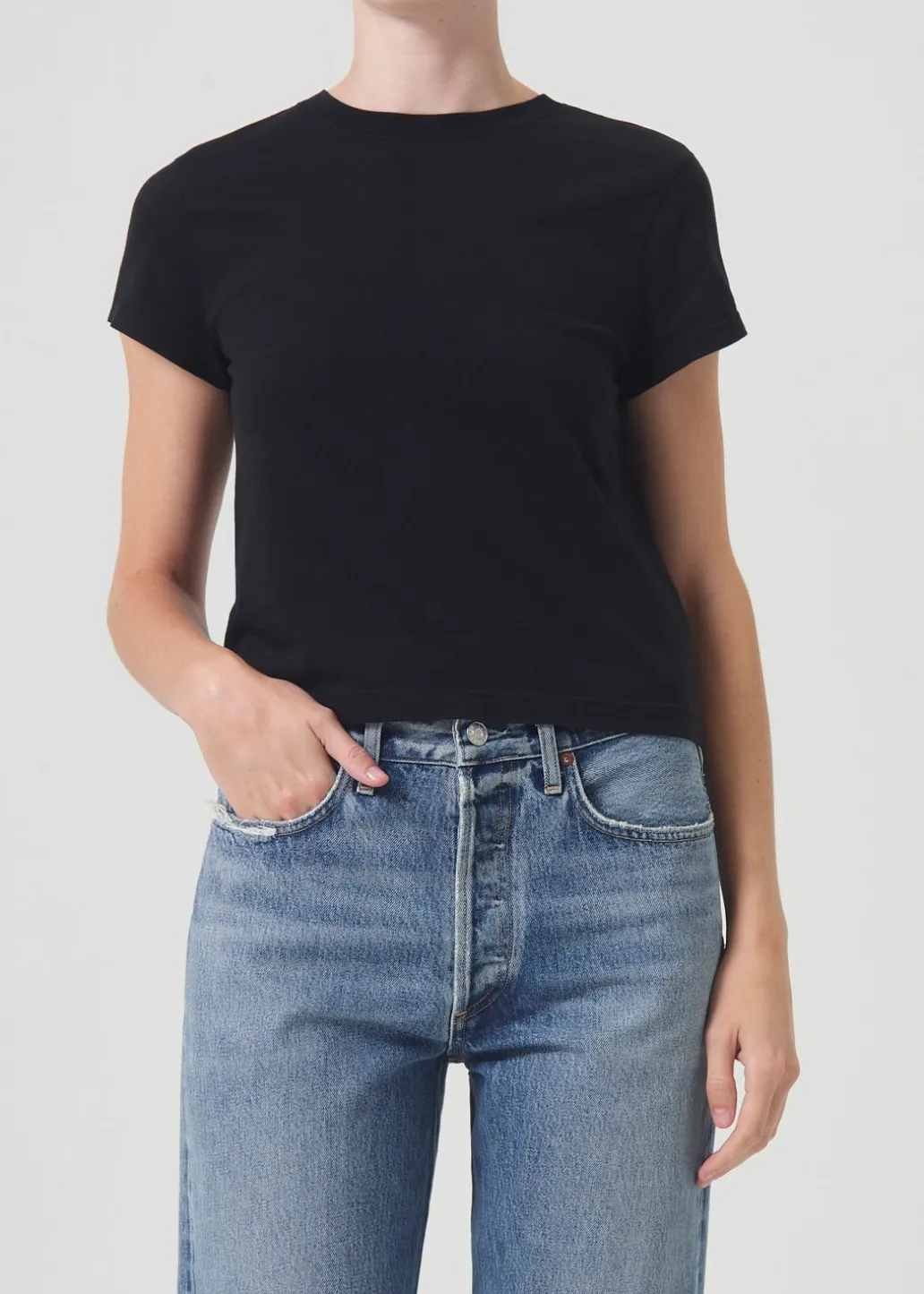 AGOLDE Adine Shrunken Tee In Black Discount