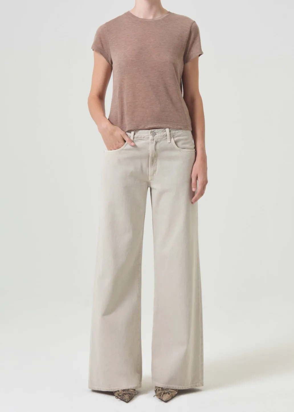 AGOLDE Adine Shrunken Tee In Chai Heather Store