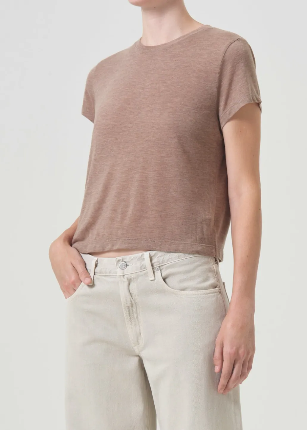 AGOLDE Adine Shrunken Tee In Chai Heather Store