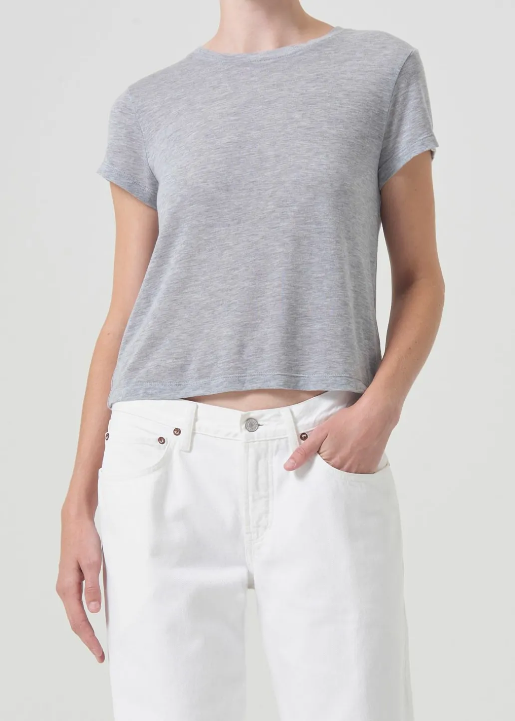 AGOLDE Adine Shrunken Tee In Grey Heather Online
