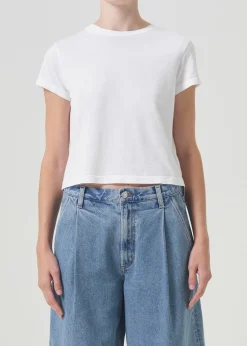 AGOLDE Adine Shrunken Tee In White Clearance