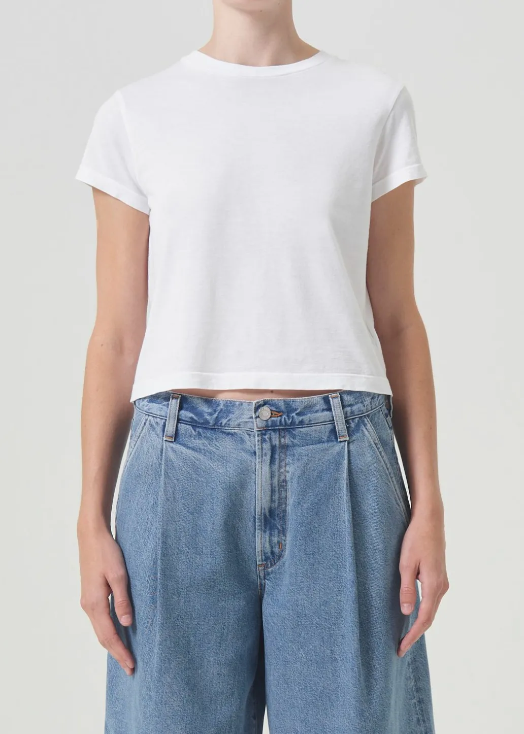 AGOLDE Adine Shrunken Tee In White Clearance