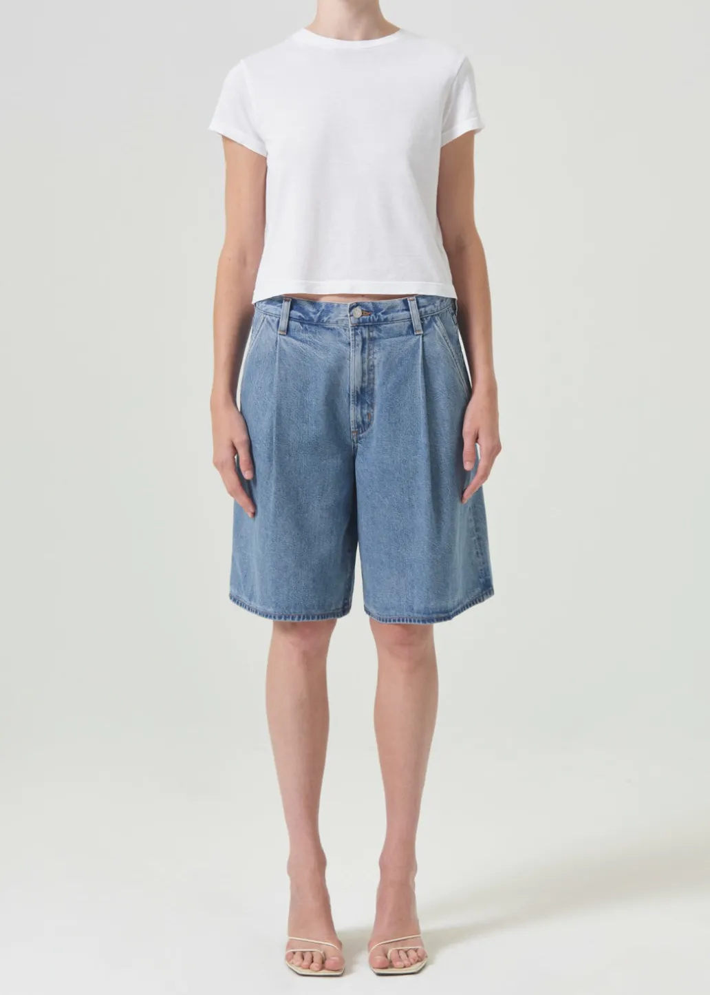 AGOLDE Adine Shrunken Tee In White Clearance