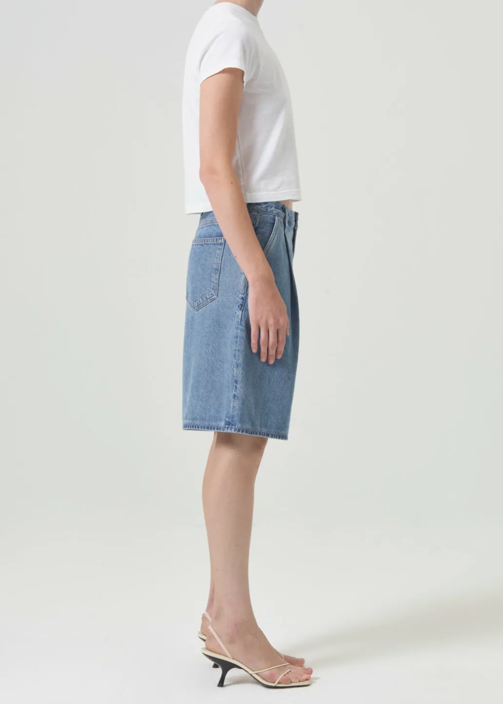 AGOLDE Adine Shrunken Tee In White Clearance