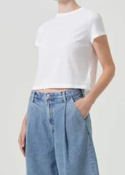 AGOLDE Adine Shrunken Tee In White Clearance