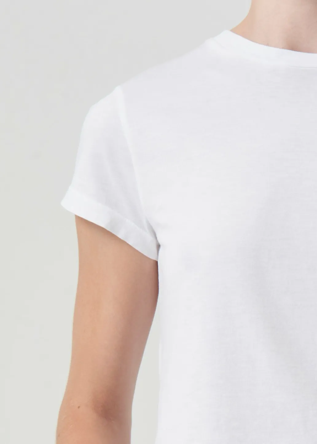 AGOLDE Adine Shrunken Tee In White Clearance