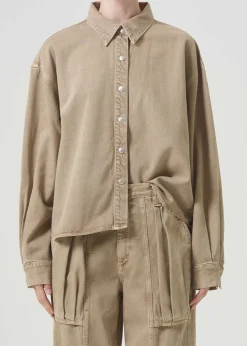 AGOLDE Aiden High Low Shirt In Root Beer Discount