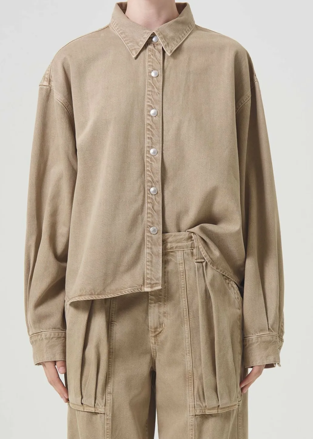 AGOLDE Aiden High Low Shirt In Root Beer Discount