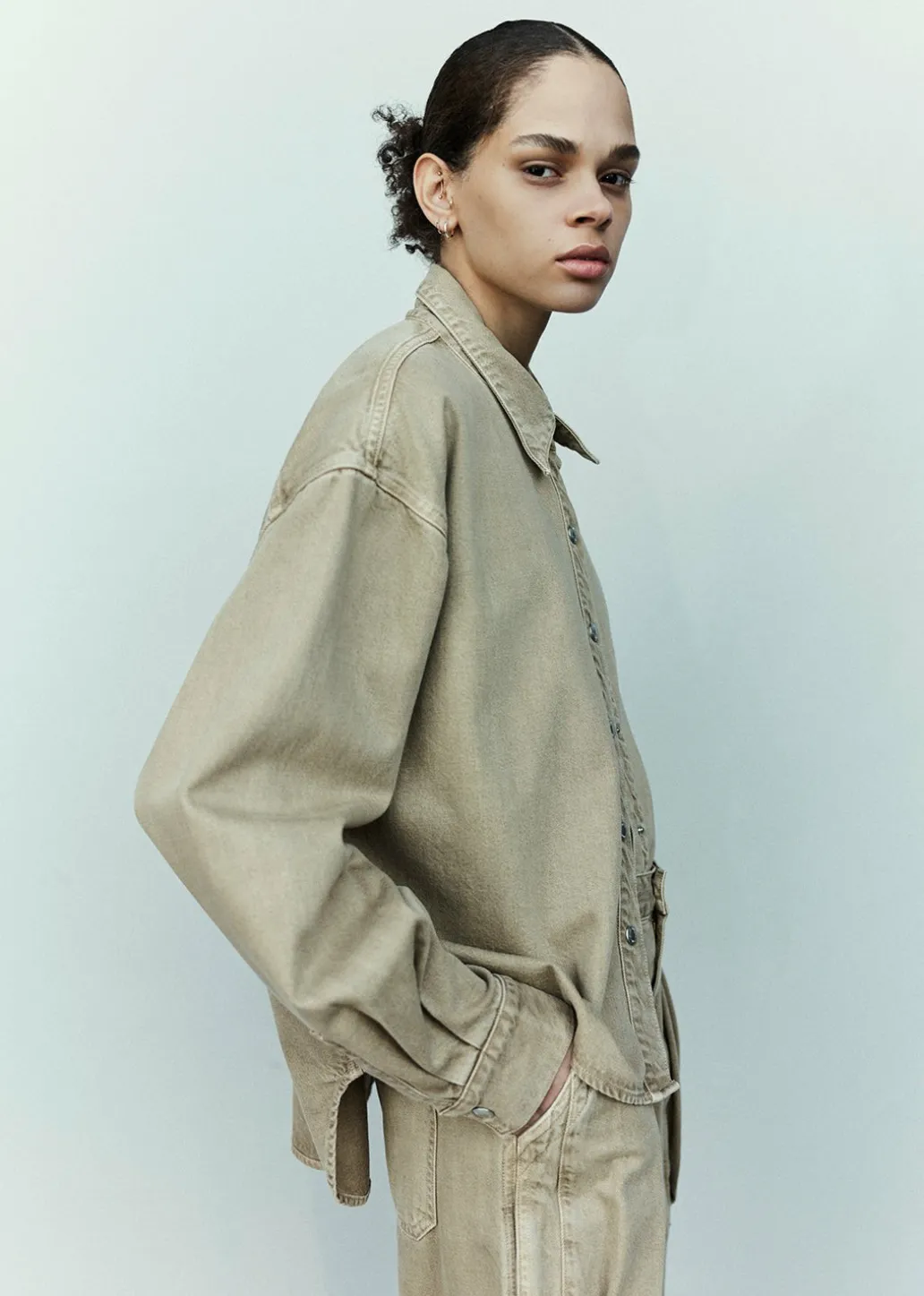 AGOLDE Aiden High Low Shirt In Root Beer Discount