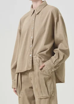 AGOLDE Aiden High Low Shirt In Root Beer Discount
