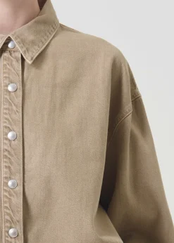 AGOLDE Aiden High Low Shirt In Root Beer Discount