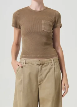 AGOLDE Arlo Rib Pocket Tee In Bamboo Outlet