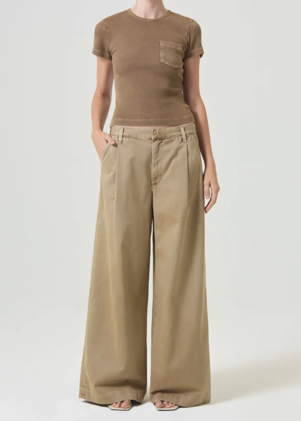 AGOLDE Arlo Rib Pocket Tee In Bamboo Outlet