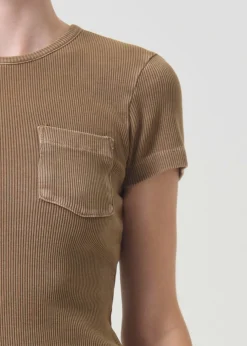 AGOLDE Arlo Rib Pocket Tee In Bamboo Outlet