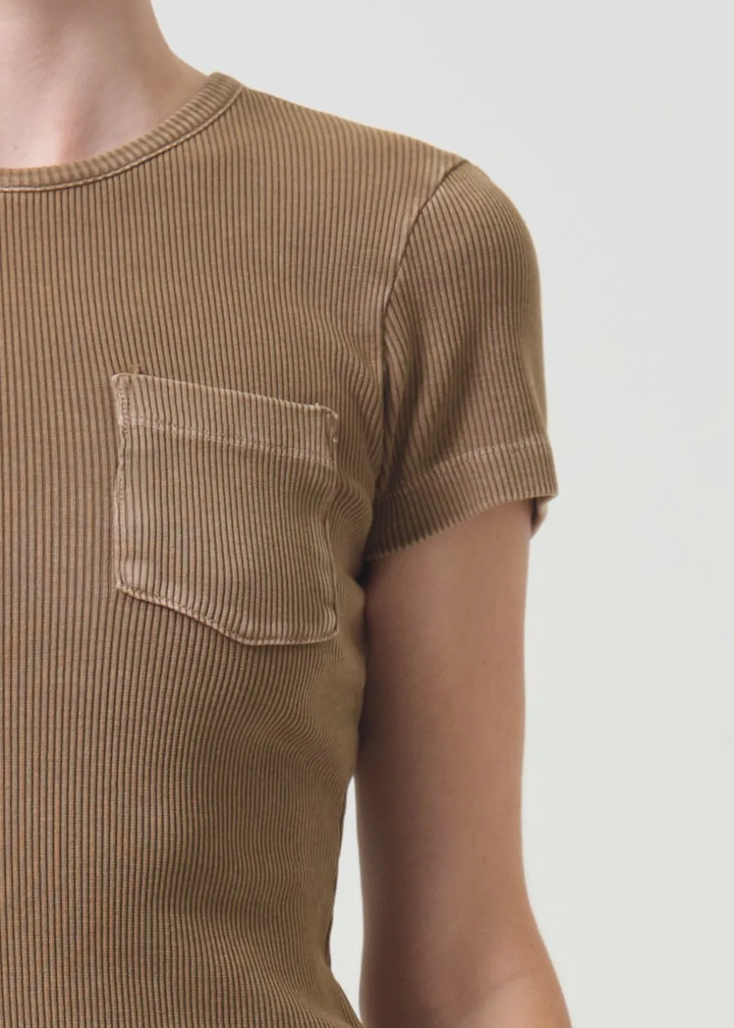 AGOLDE Arlo Rib Pocket Tee In Bamboo Outlet