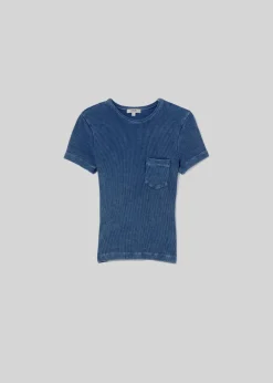 AGOLDE Arlo Rib Pocket Tee In Indigo Clearance