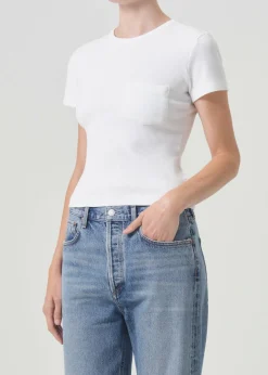 AGOLDE Arlo Rib Tee In White Store