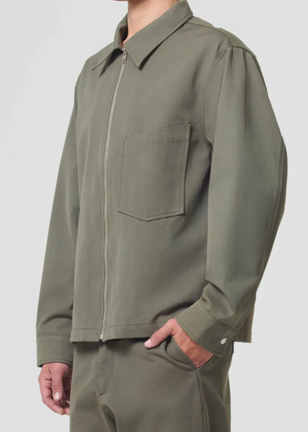 AGOLDE Atlas Zip Shirt In Moss Discount