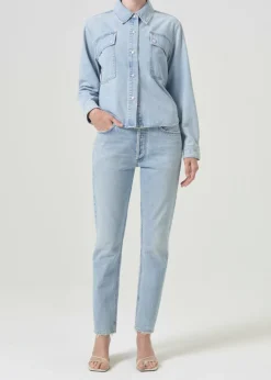 AGOLDE Beck Shirt Jacket In Past Hot