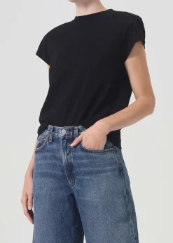 AGOLDE Bryce Shoulder Pad Tee In Black Sale