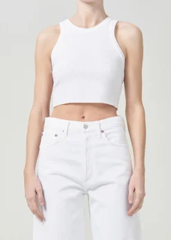 AGOLDE Cropped Bailey Tank In White Online