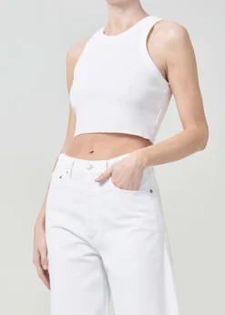 AGOLDE Cropped Bailey Tank In White Online