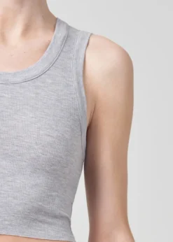 AGOLDE Cropped Poppy Scoop Neck Tank In Grey Heather Clearance