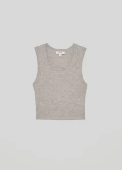 AGOLDE Cropped Poppy Scoop Neck Tank In Grey Heather Clearance