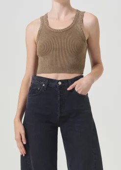AGOLDE Cropped Poppy Tank In Bamboo Cheap