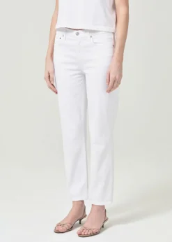 AGOLDE Kye Mid Rise Straight Crop (Stretch) In Sour Cream Cheap