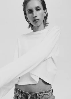 AGOLDE Mason Crop Tee In White Hot