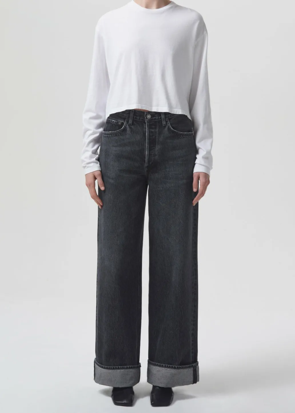 AGOLDE Mason Crop Tee In White Hot