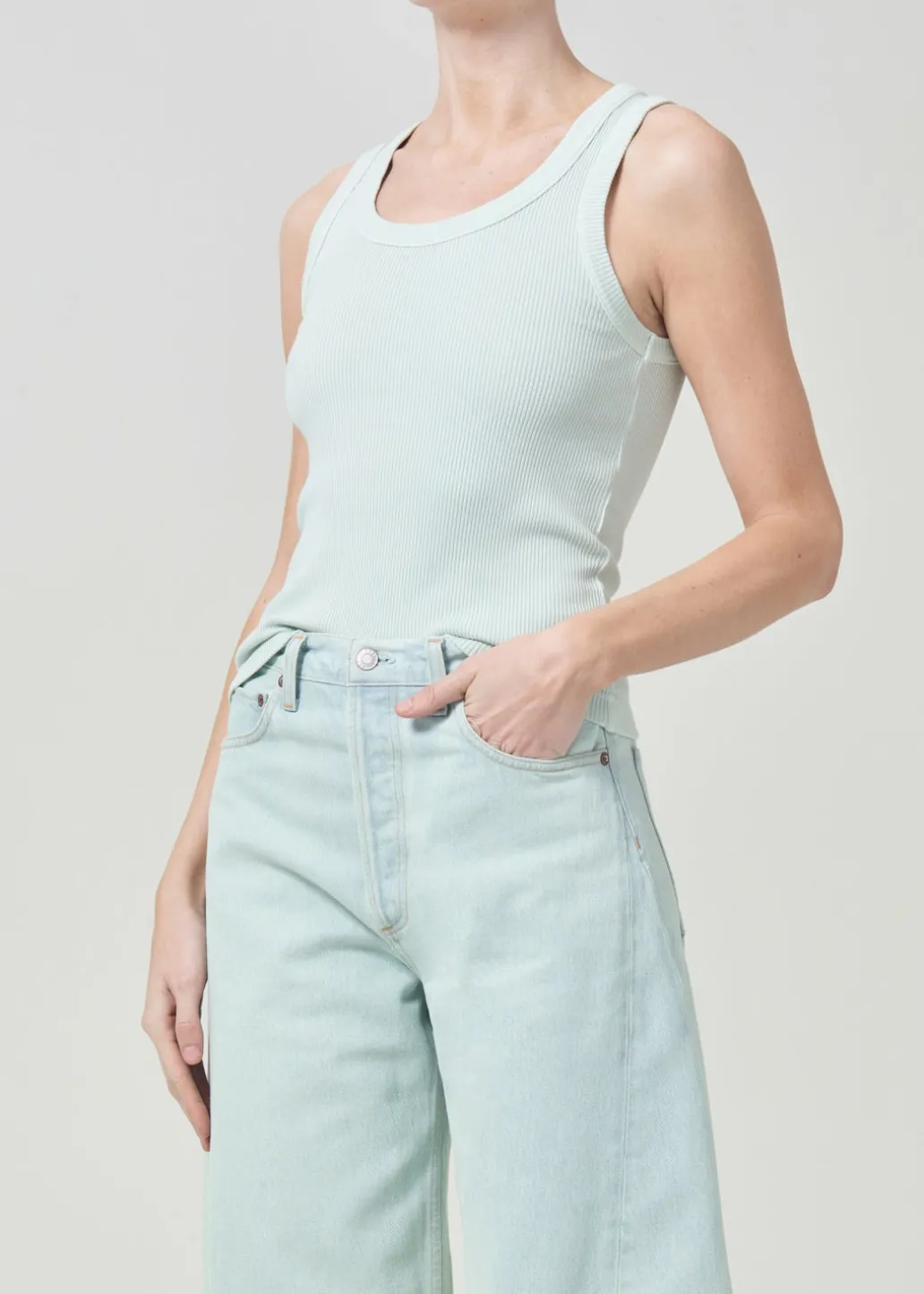 AGOLDE Poppy Tank In Mint Clearance