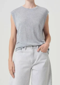 AGOLDE Raya Muscle Tee In Grey Heather New