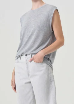 AGOLDE Raya Muscle Tee In Grey Heather New