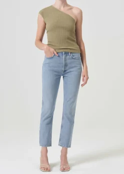 AGOLDE Riley High Rise Straight Crop In Dimension Hot