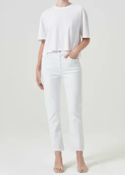 AGOLDE Riley High Rise Straight Crop (Stretch) In Sour Cream Best Sale