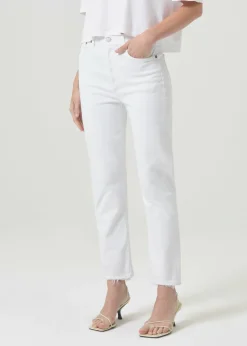 AGOLDE Riley High Rise Straight Crop (Stretch) In Sour Cream Best Sale