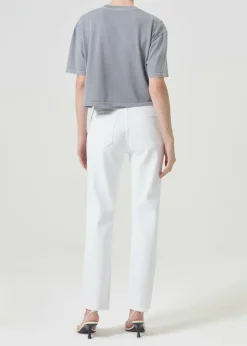 AGOLDE Riley Long High Rise Straight (Stretch) In Sour Cream New
