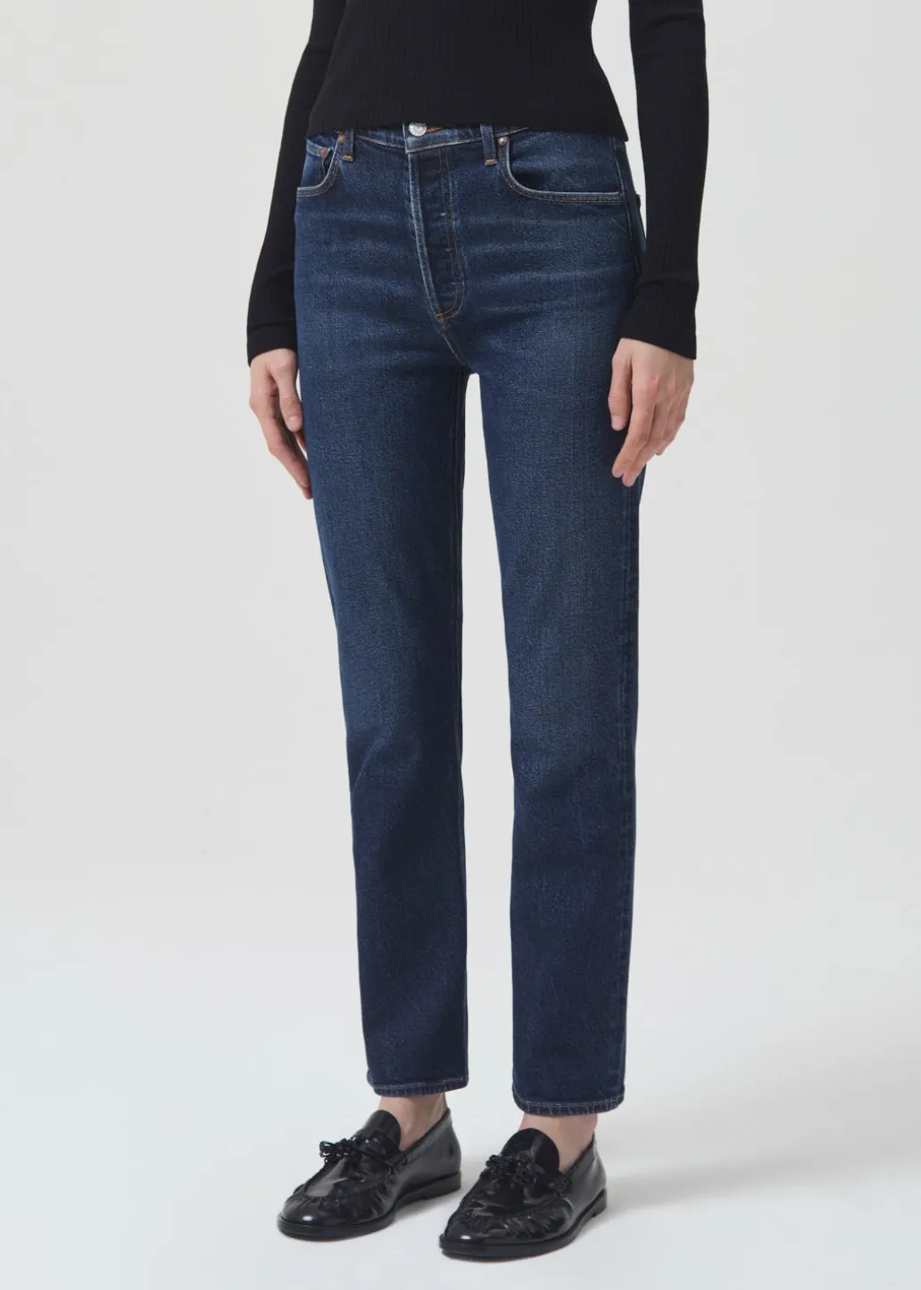 AGOLDE Riley Long High Rise Straight (Stretch) In Divided Flash Sale