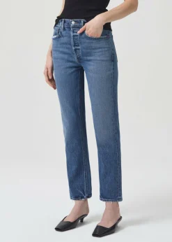 AGOLDE Riley Long High Rise Straight (Stretch) In Moor Shop