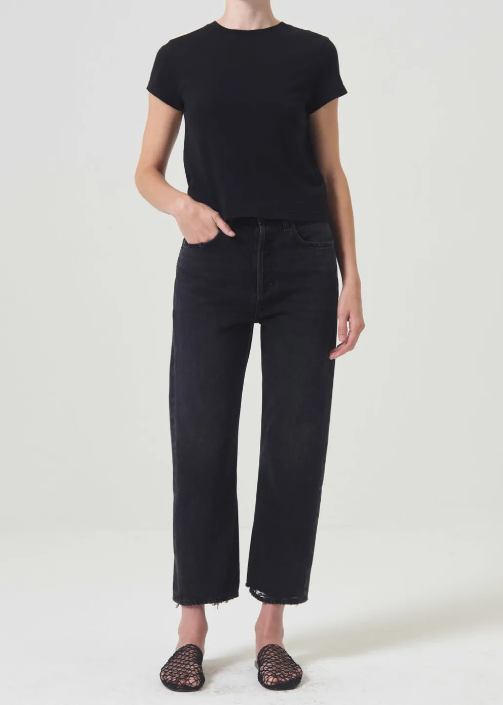 AGOLDE 90'S Crop Mid Rise Straight In Tar Cheap