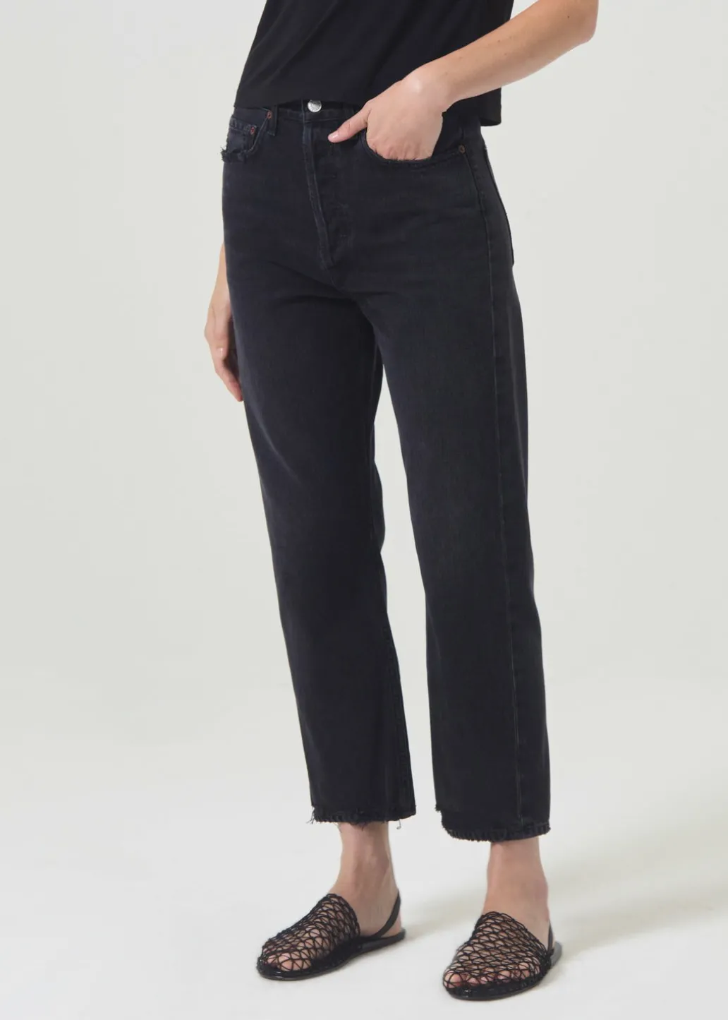 AGOLDE 90'S Crop Mid Rise Straight In Tar Cheap