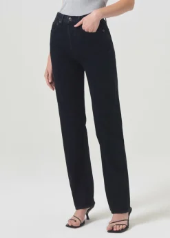 AGOLDE 90'S Pinch Waist High Rise Straight Long In Crushed Sale