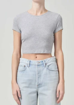 AGOLDE Savannah Tee In Grey Heather Outlet