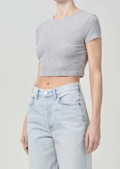 AGOLDE Savannah Tee In Grey Heather Outlet