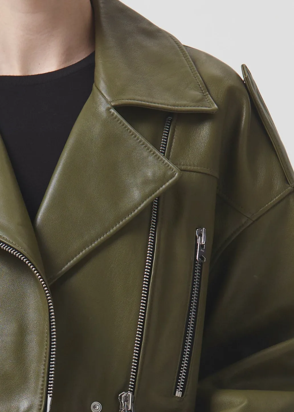 AGOLDE Shoreditch Ski Club X Remi Leather Biker Jacket In Grass Shop