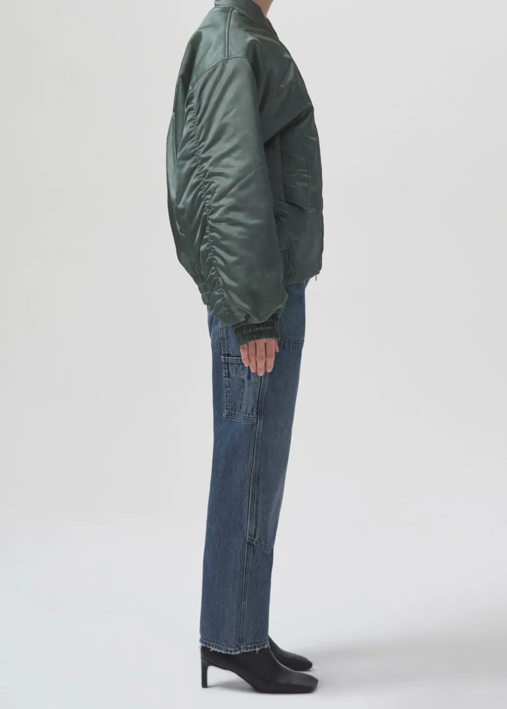 AGOLDE Shoreditch Ski Club X Nisa Bomber Jacket In Steel Green Cheap