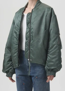 AGOLDE Shoreditch Ski Club X Nisa Bomber Jacket In Steel Green Cheap
