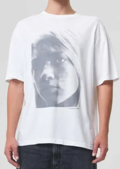 AGOLDE Sumner Tee (Kim) In White Metal Outlet